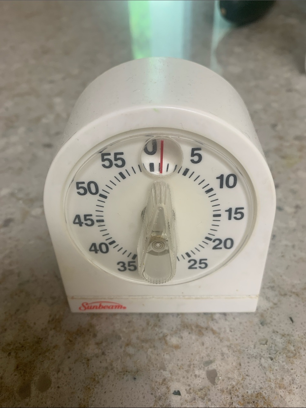 Vintage Sunbeam White and Clear Retro Kitchen Timer